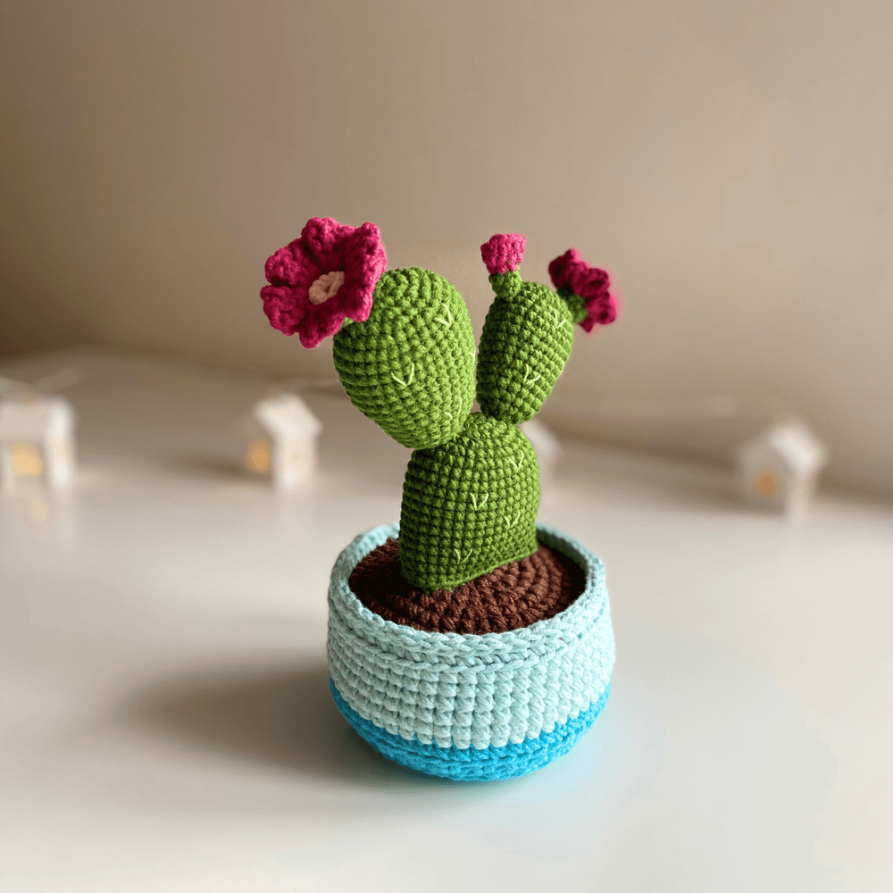 Potted Flower Crochet PDF Crochet Cactus Pot Plant Pattern Amigurumi Succulent DIY Flowered Croche 1