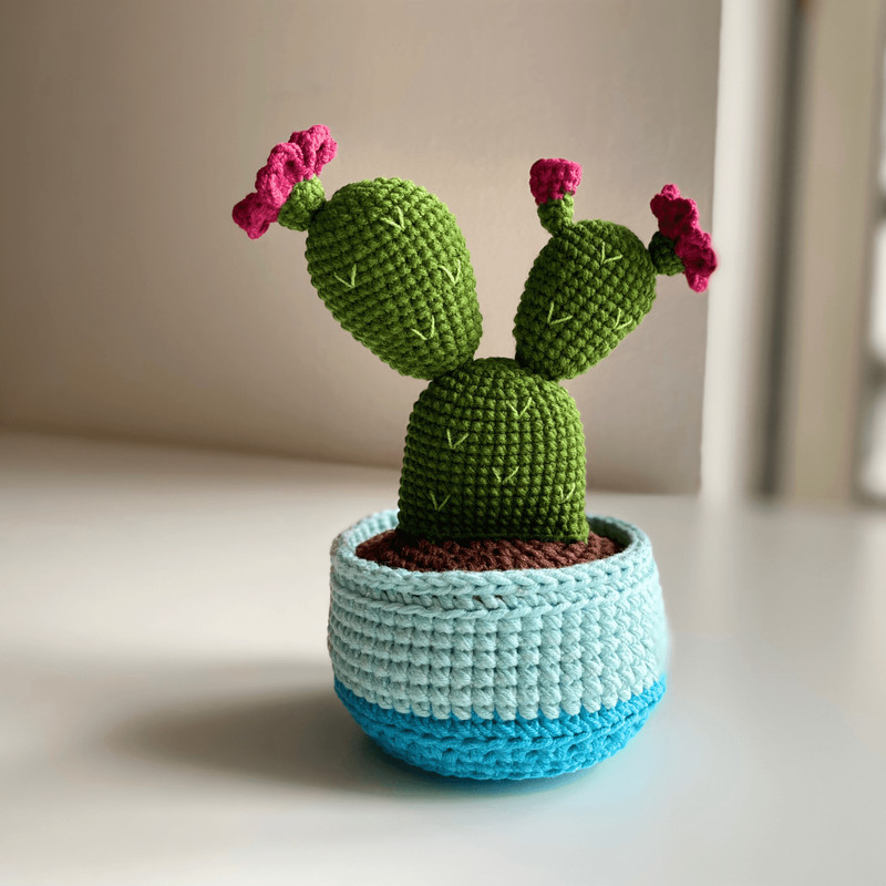 Potted Flower Crochet PDF Crochet Cactus Pot Plant Pattern Amigurumi Succulent DIY Flowered Croche 2