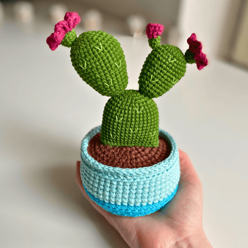 Potted Flower Crochet PDF Crochet Cactus Pot Plant Pattern Amigurumi Succulent DIY Flowered Croche 3