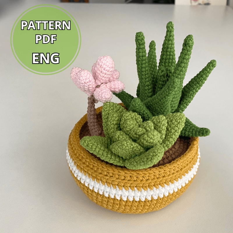 Potted Flower Crochet PDF Crochet Succulents Pot Plant Pattern Amigurumi Succulent DIY Flower Succ 0
