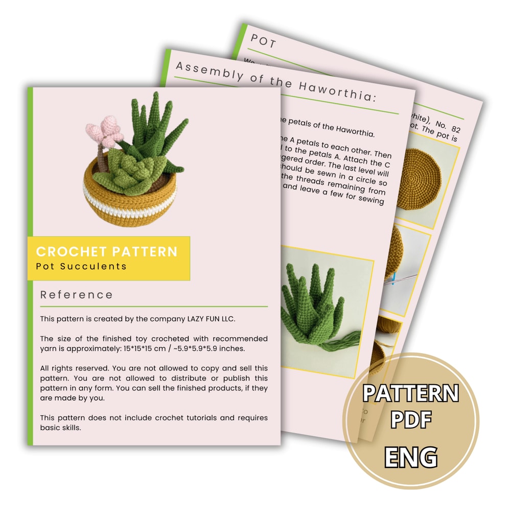Potted Flower Crochet PDF Crochet Succulents Pot Plant Pattern Amigurumi Succulent DIY Flower Succ 7