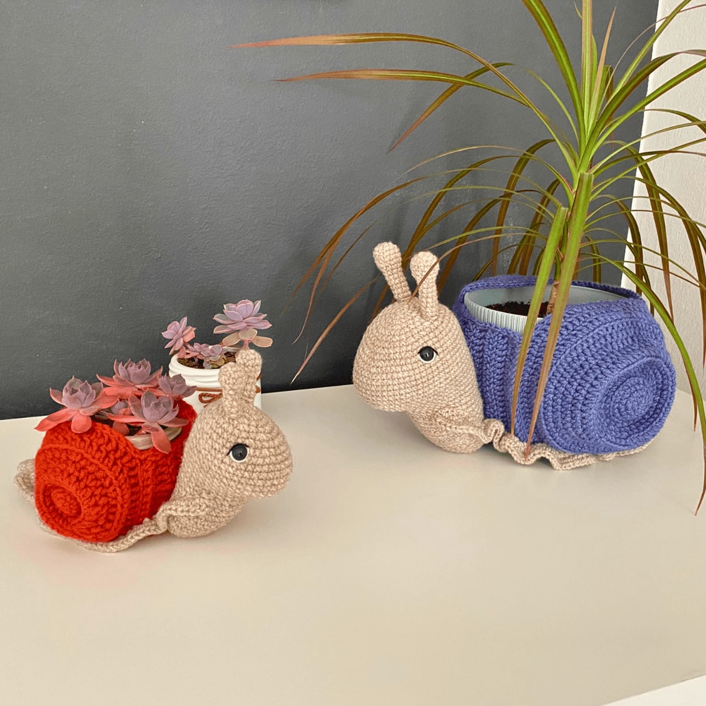 Snail Planter Crochet Pattern PDF Succulent Plant Pot Cover Crochet Decor DIY Flower Pot Pattern 1