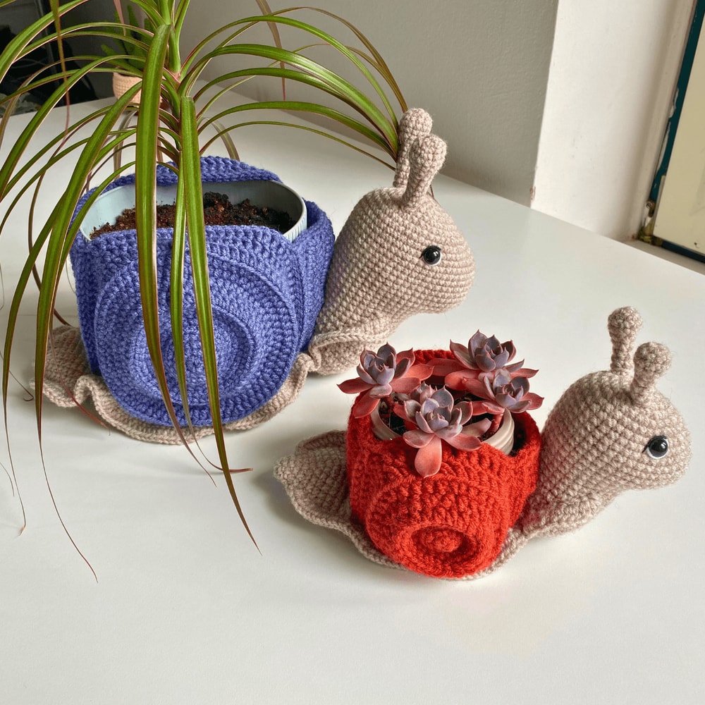 Snail Planter Crochet Pattern PDF Succulent Plant Pot Cover Crochet Decor DIY Flower Pot Pattern 2