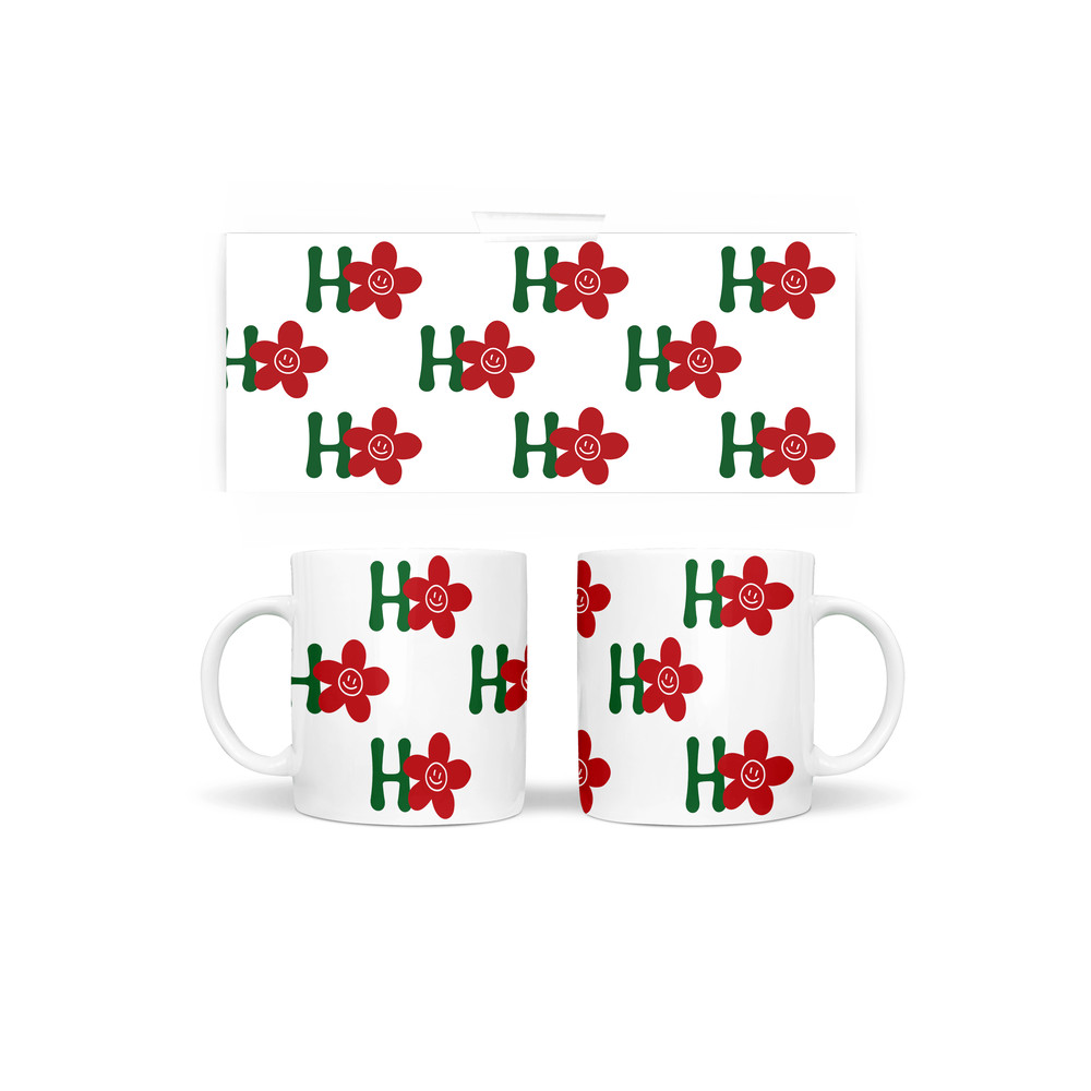 Daisy Hoho Mug Wrap PNG Sublimation And Cutting Design Christmas 11oz 15oz Coffee Cup Template PNG 0