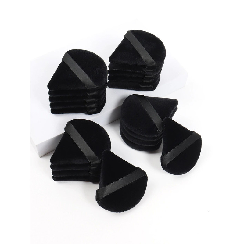 Black Triangle Powder Puff SetSoft Velvet Facial Makeup Sponges For Foundation Loose Powder Contou 2
