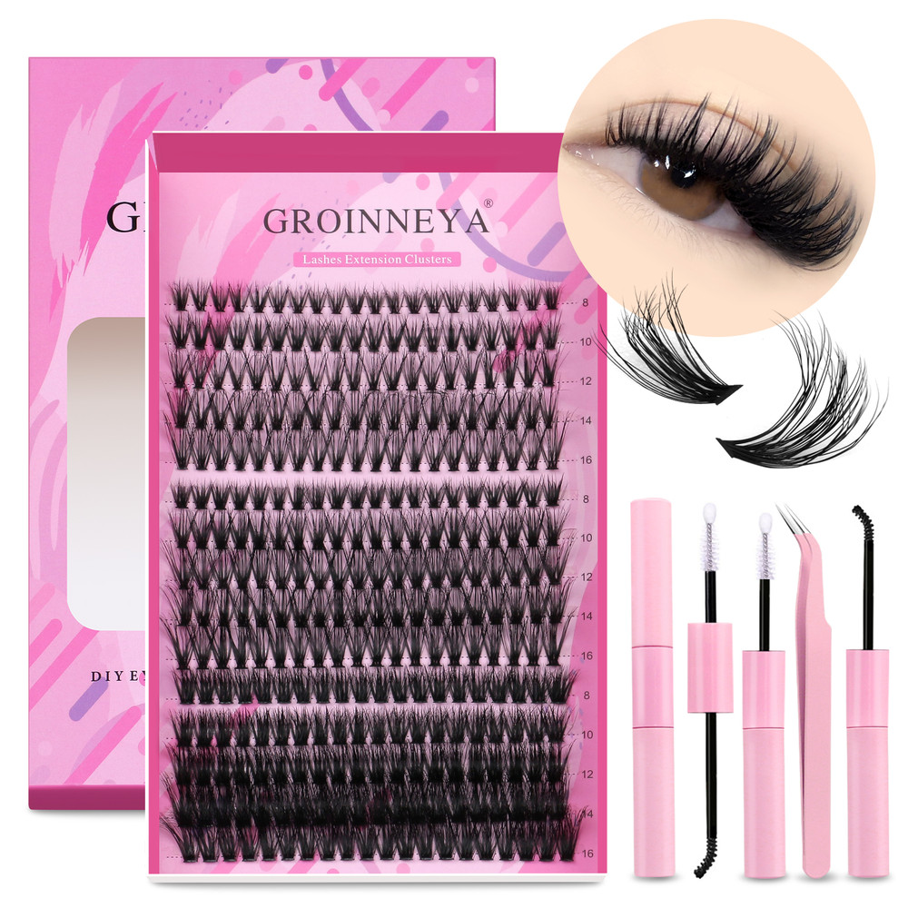 GROINNEYA DIY Lash Extension Kit Cluster Lashes With Bond  Seal For SalonQuality At Home 5