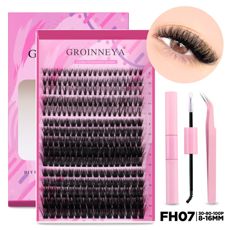 GROINNEYA DIY Lash Extension Kit Cluster Lashes With Bond  Seal For SalonQuality At Home 12