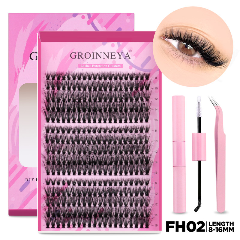 GROINNEYA DIY Lash Extension Kit Cluster Lashes With Bond  Seal For SalonQuality At Home 16