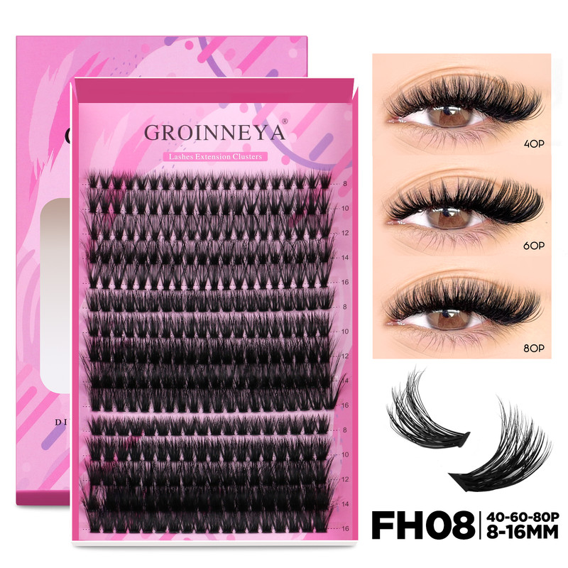 GROINNEYA DIY Lash Extension Kit Cluster Lashes With Bond  Seal For SalonQuality At Home 17