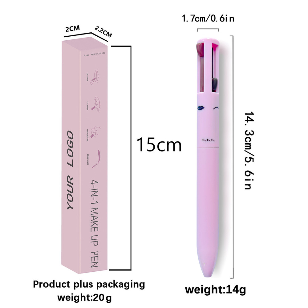 4 In 1 Multi Functional Lip Liner Eyeliner  Eyebrow Pencil  4Color Set For Perfect Brows  Lips 6