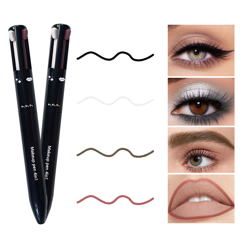 4 In 1 Multi Functional Lip Liner Eyeliner  Eyebrow Pencil  4Color Set For Perfect Brows  Lips 7