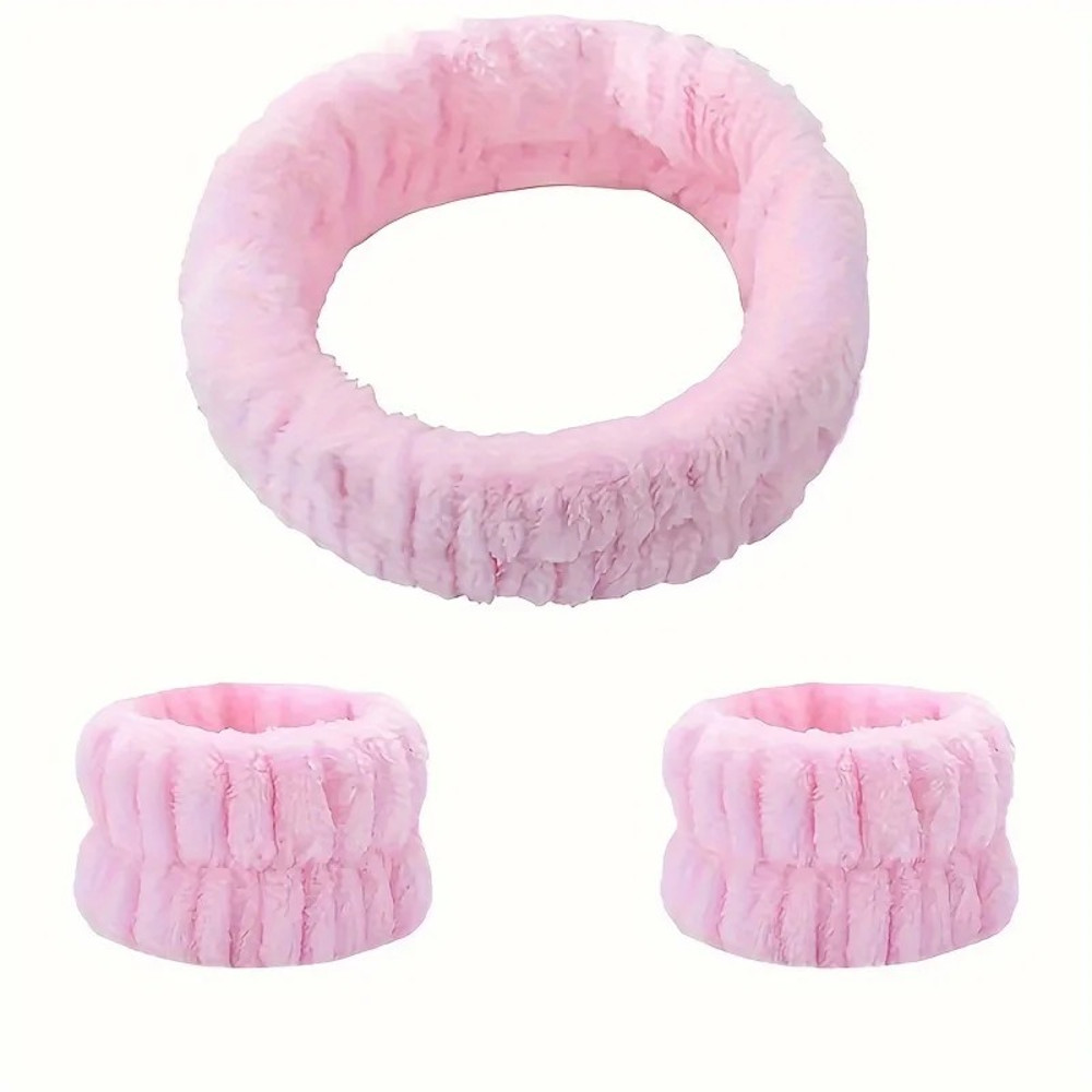 Velvet Facial High Elastic Makeup Hairband  Face Wash Wristband Set  Soft Skin Care  Spa Essentials 6