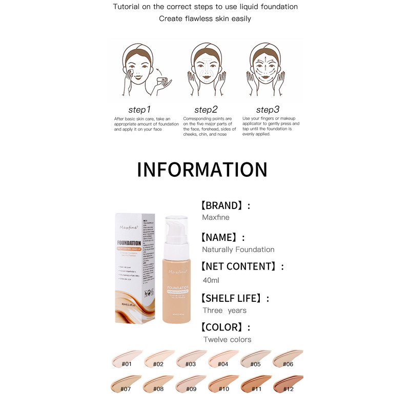 Lightweight Liquid Foundation With Full Coverage OilControl Waterproof  SweatResistant Concealer 3