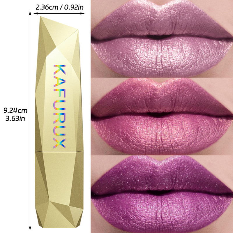 Bold & Intense Glitter Shiny Metallic Lipstick Pearlescent Lip Tint, Long Lasting Matte Lip Makeup