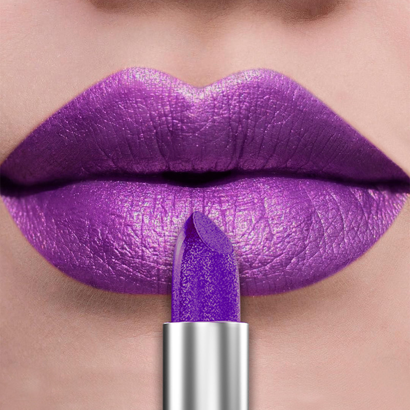 Bold & Intense Glitter Shiny Metallic Lipstick Pearlescent Lip Tint, Long Lasting Matte Lip Makeup