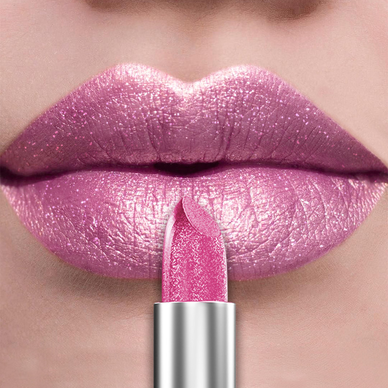 Bold & Intense Glitter Shiny Metallic Lipstick Pearlescent Lip Tint, Long Lasting Matte Lip Makeup