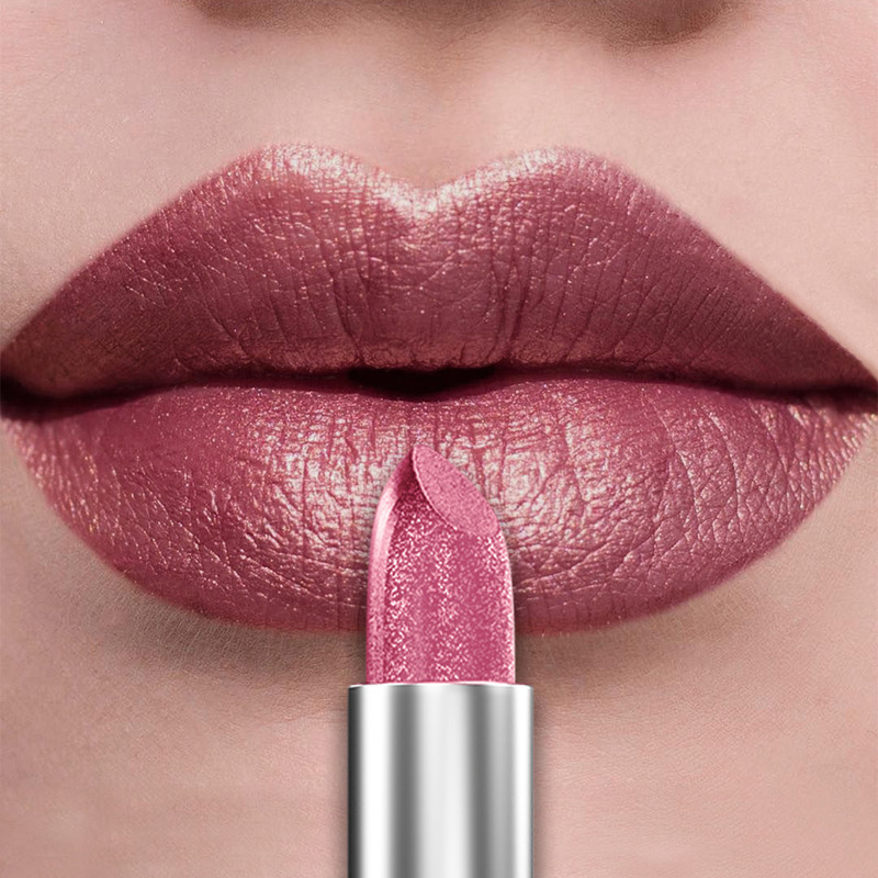 Bold & Intense Glitter Shiny Metallic Lipstick Pearlescent Lip Tint, Long Lasting Matte Lip Makeup
