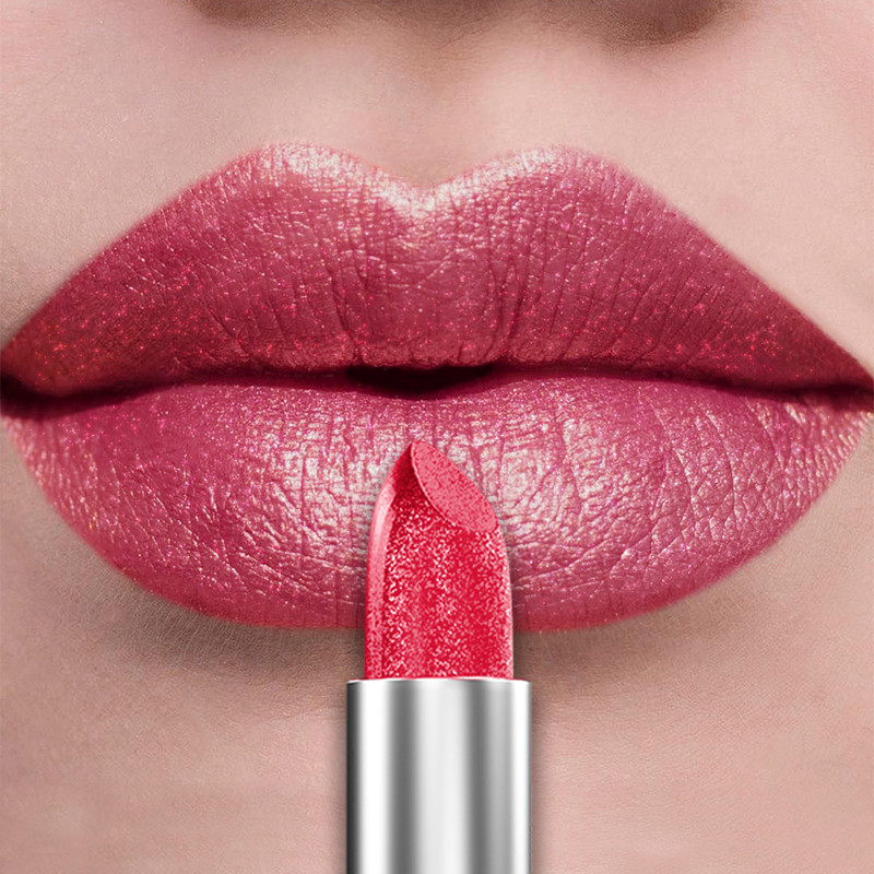 Bold & Intense Glitter Shiny Metallic Lipstick Pearlescent Lip Tint, Long Lasting Matte Lip Makeup
