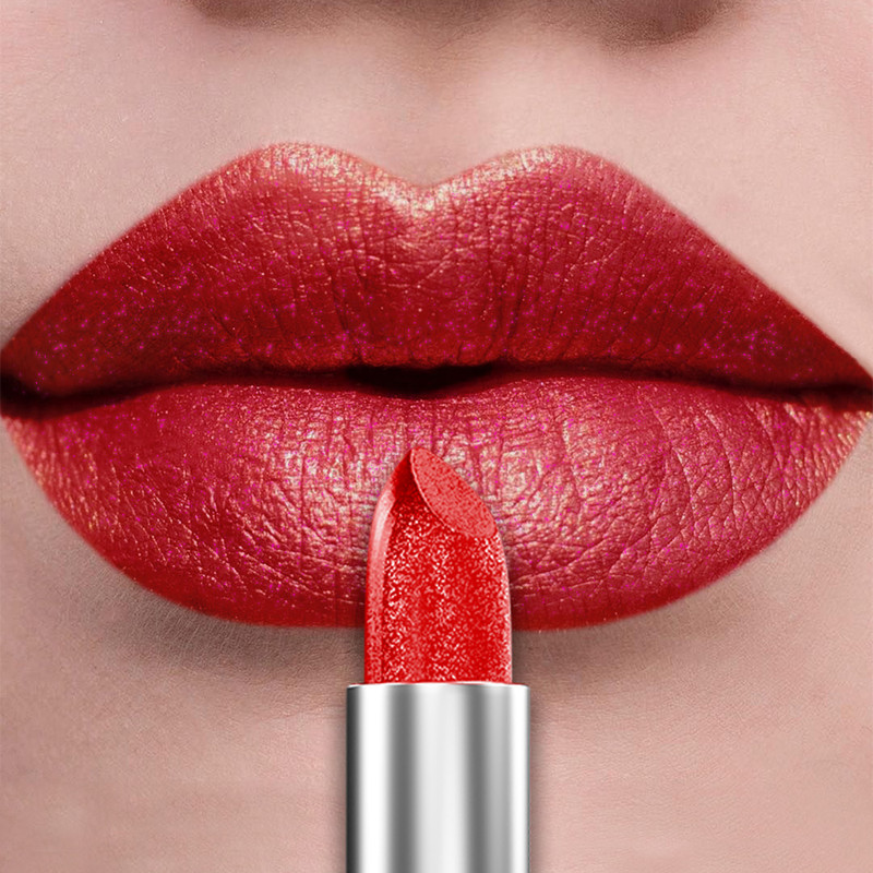 Bold & Intense Glitter Shiny Metallic Lipstick Pearlescent Lip Tint, Long Lasting Matte Lip Makeup