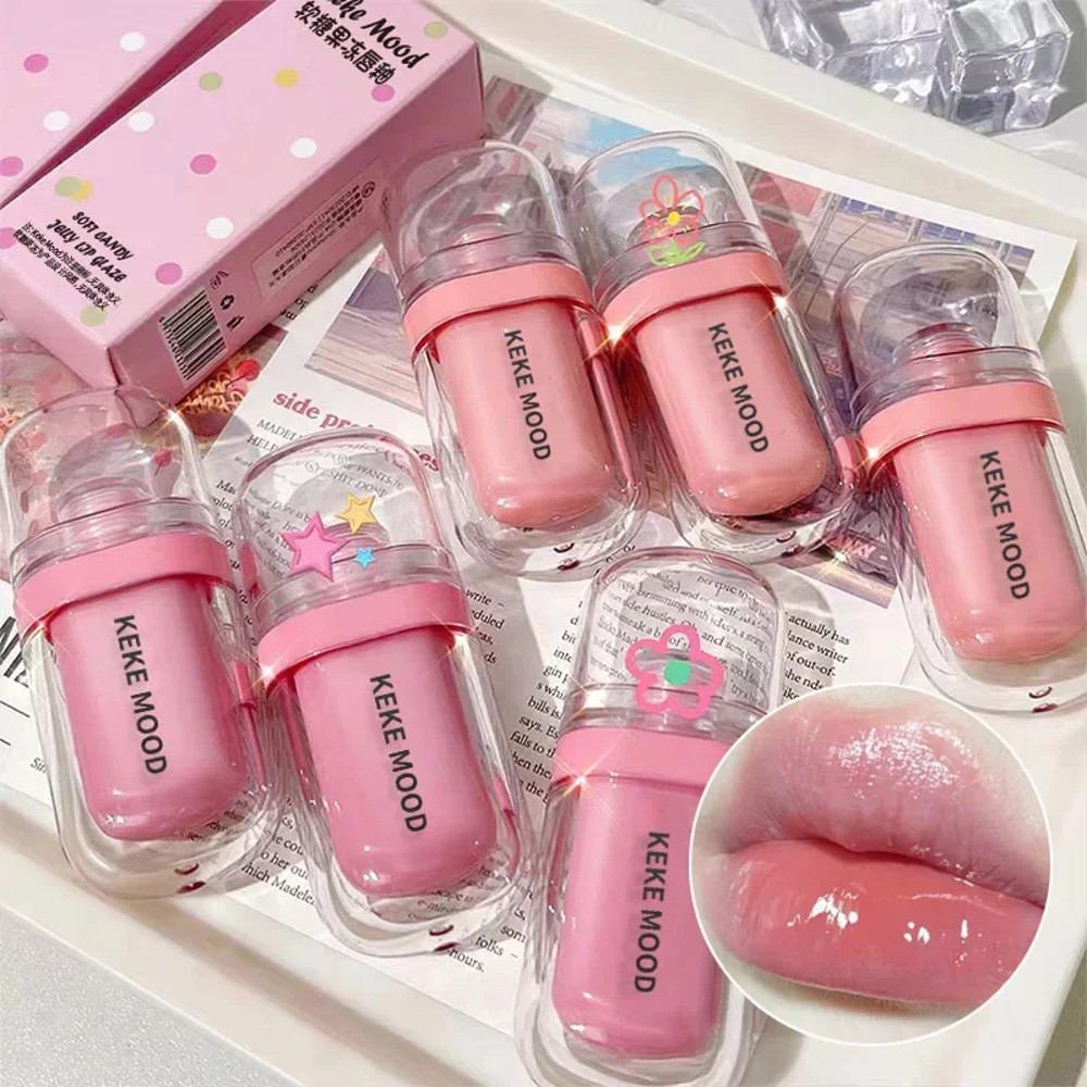 Hydrating Jelly Lip Oil, Crystal Glossy Lip Glaze, Moisturizing Sexy Lips Tint, Lasting Mirror Water Gloss