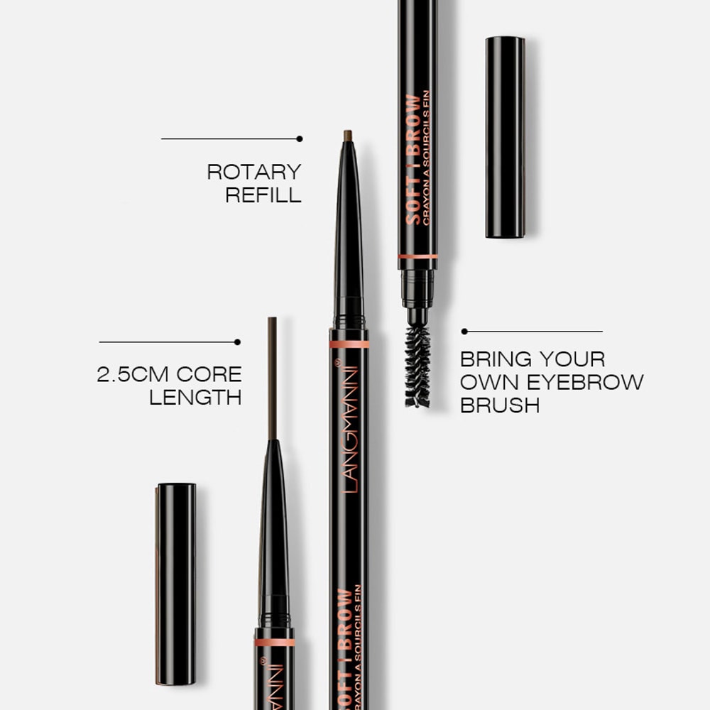 Double-headed Rotable Eyebrow Pen, Waterproof 1.5mm Fine Refill, Dual Eyebrow Brush, Wild Natural Brow Precision