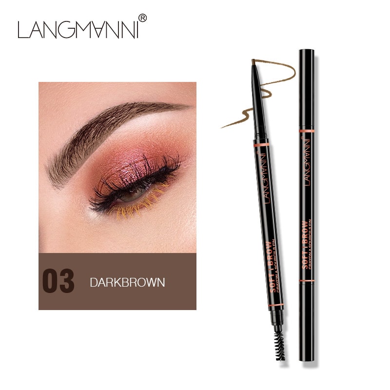 Double-headed Rotable Eyebrow Pen, Waterproof 1.5mm Fine Refill, Dual Eyebrow Brush, Wild Natural Brow Precision