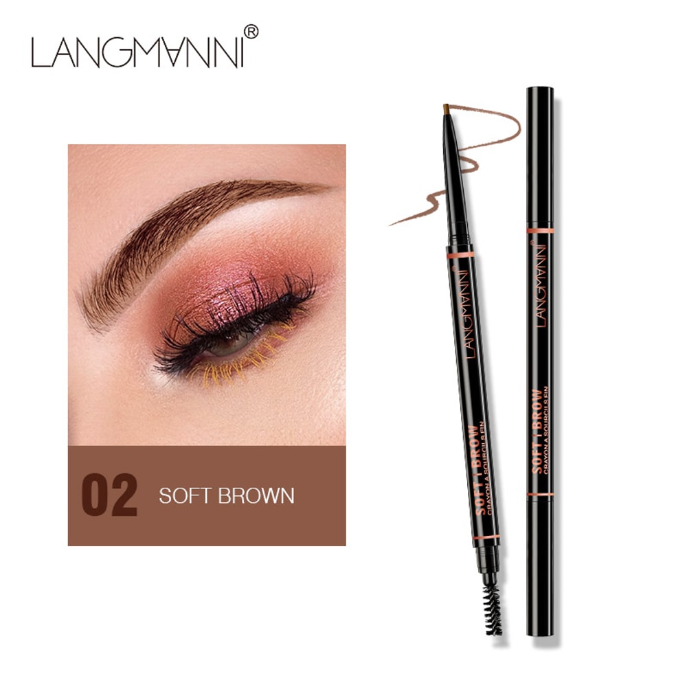 Double-headed Rotable Eyebrow Pen, Waterproof 1.5mm Fine Refill, Dual Eyebrow Brush, Wild Natural Brow Precision