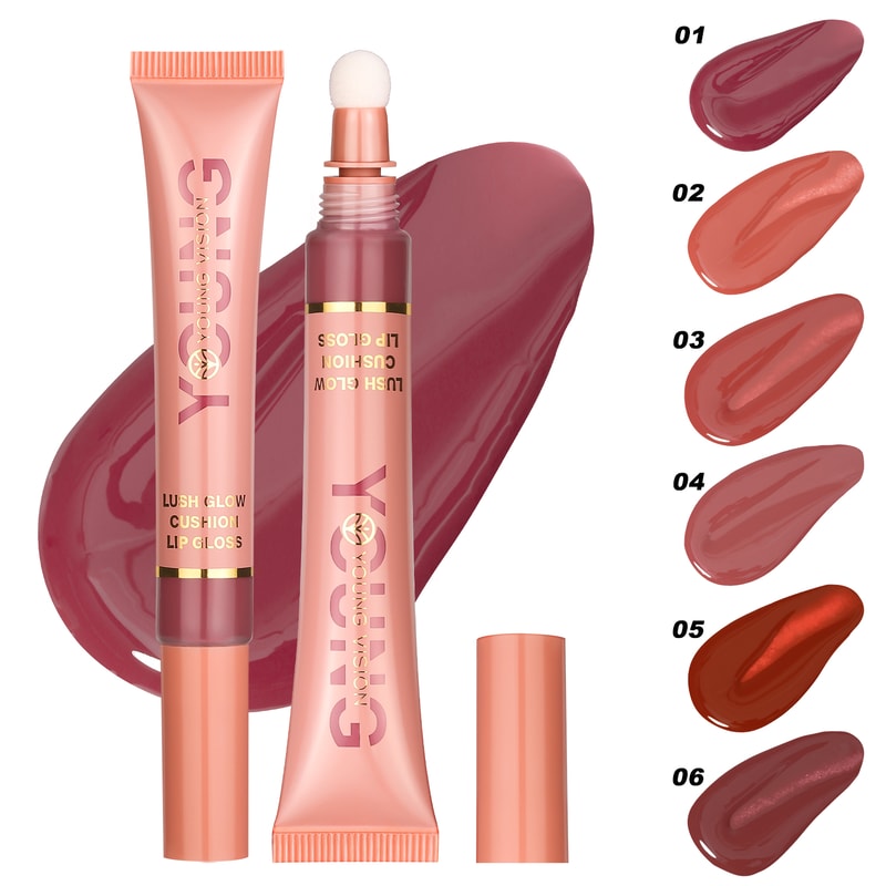 Liquid Water Brightening Lip Glaze, Moisturizing Lip Color with Plush Brush Head, Squeezing Tube Lip Tint Gloss