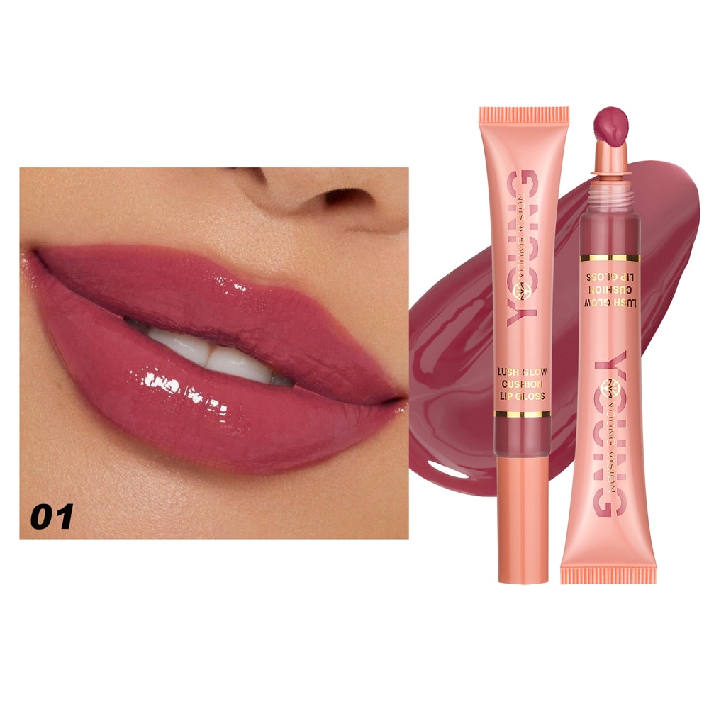Liquid Water Brightening Lip Glaze, Moisturizing Lip Color with Plush Brush Head, Squeezing Tube Lip Tint Gloss