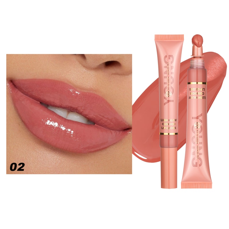 Liquid Water Brightening Lip Glaze, Moisturizing Lip Color with Plush Brush Head, Squeezing Tube Lip Tint Gloss