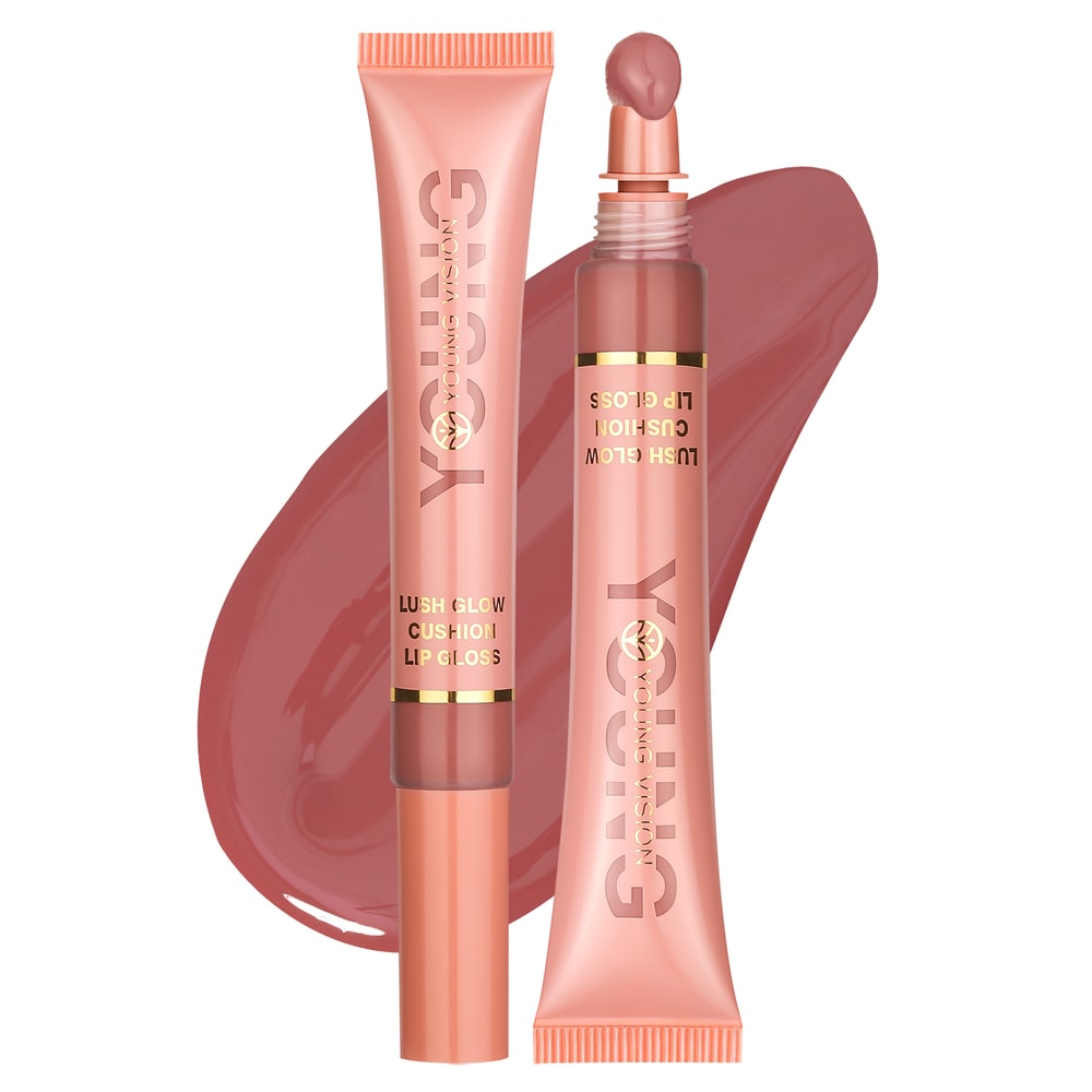 Liquid Water Brightening Lip Glaze, Moisturizing Lip Color with Plush Brush Head, Squeezing Tube Lip Tint Gloss