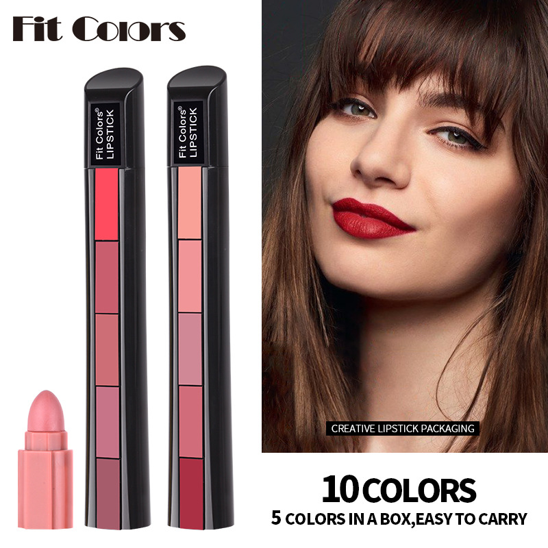 Matte Lipstick 5 Color Palette Combination 5 Section Velvet Mist Non Stick Cup Lip Gloss Lipstick L 2