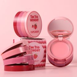 three-color matte blush tray folding 3-n-1 eye shadow, multi-color lip mud palette, naturally easy velvet mousse