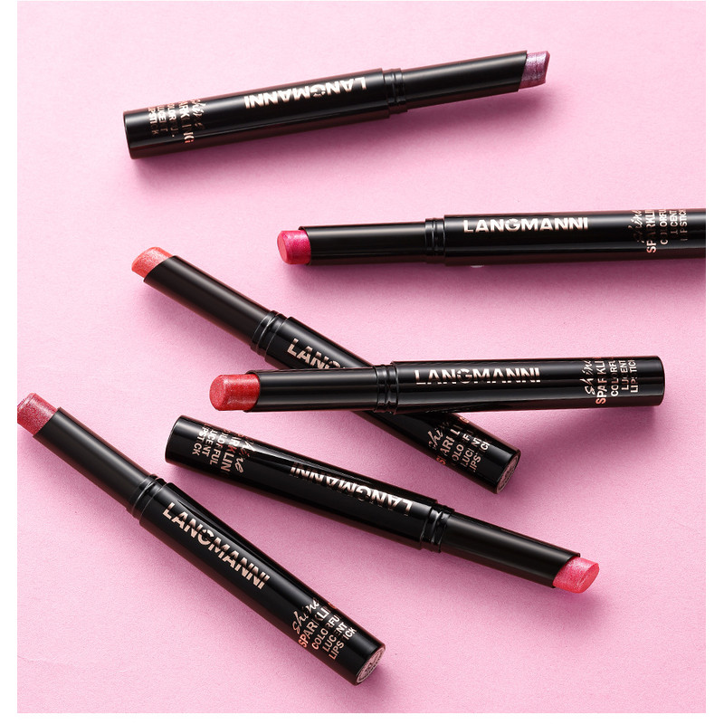 Slant Mouth Pearlescent Twist Up Lipstick Swivel Slant Mouth Design Long Lasting Color Lip Gloss 10 4