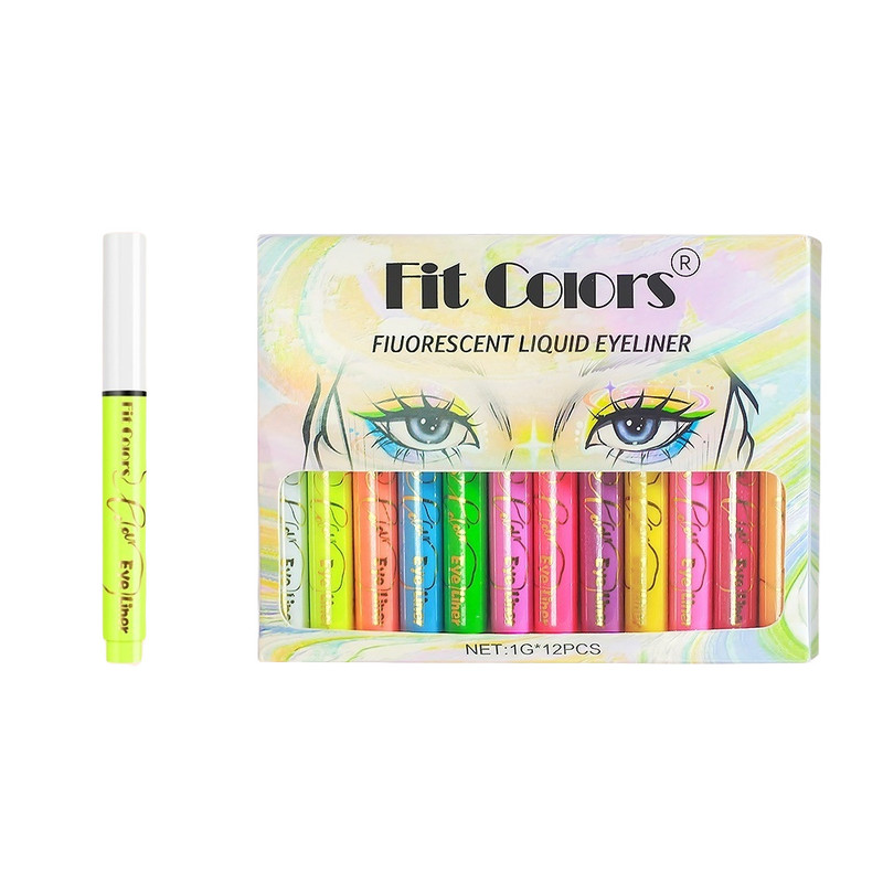 Colorful Liquid UV Waterproof Eyeliner, Fluorescent Face Body Paint Pen, Long Lasting Easy to Remove, Neon Glow