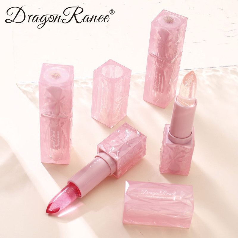 Colorful Changing Thermochromic Pink Three Diamond Crystal Lipstick, Waterproof Long Lasting Moisturising Lip Colour