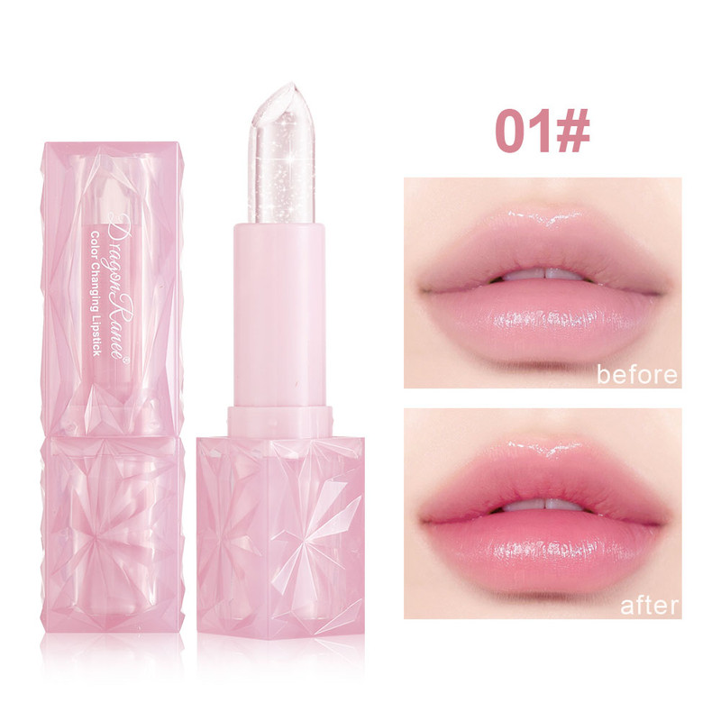 Colorful Changing Thermochromic Pink Three Diamond Crystal Lipstick, Waterproof Long Lasting Moisturising Lip Colour