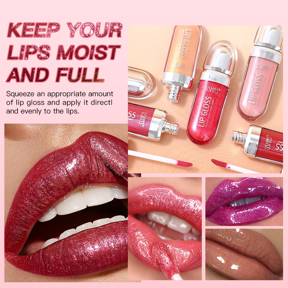 Mirror Fine Flash Liquid Lipstick, Pearlescent Color Lip Gloss, Waterproof Sweatproof, Non-Stick Cup Lip Gloss