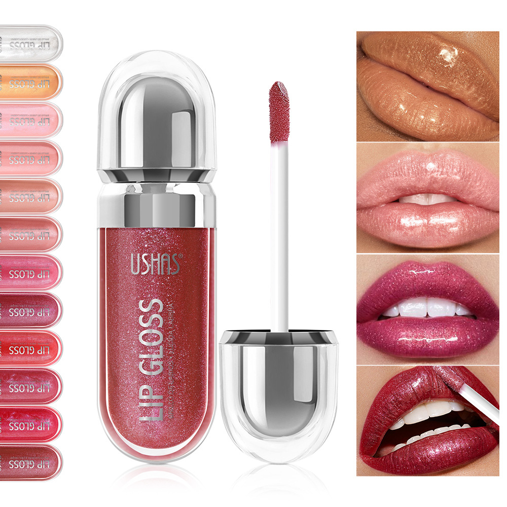 Mirror Fine Flash Liquid Lipstick, Pearlescent Color Lip Gloss, Waterproof Sweatproof, Non-Stick Cup Lip Gloss