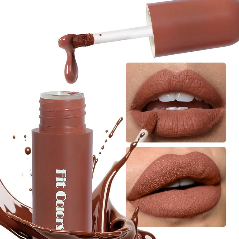 Matte Non Stick Chocolate Lip Gloss, Long Lasting Easy Color Velvet Finish, Waterproof Glaze for Smooth Hydrated Lips