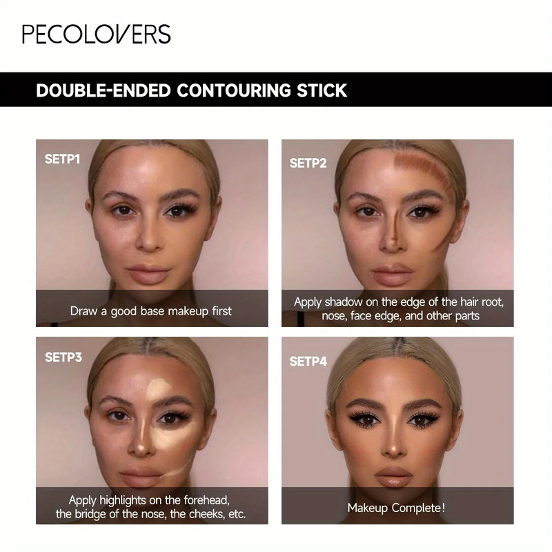 Double Head Highlight Pen, Waterproof Face Makeup Liquid, Contouring Foundation Contour, Concealer Stick Pencil Cosmetic