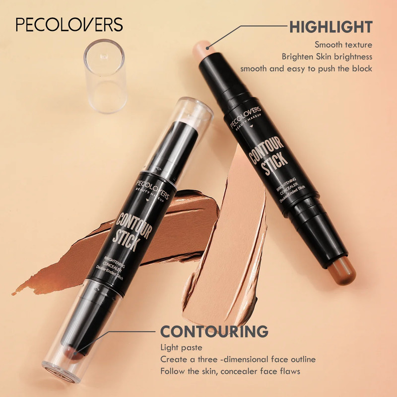 Double Head Highlight Pen, Waterproof Face Makeup Liquid, Contouring Foundation Contour, Concealer Stick Pencil Cosmetic