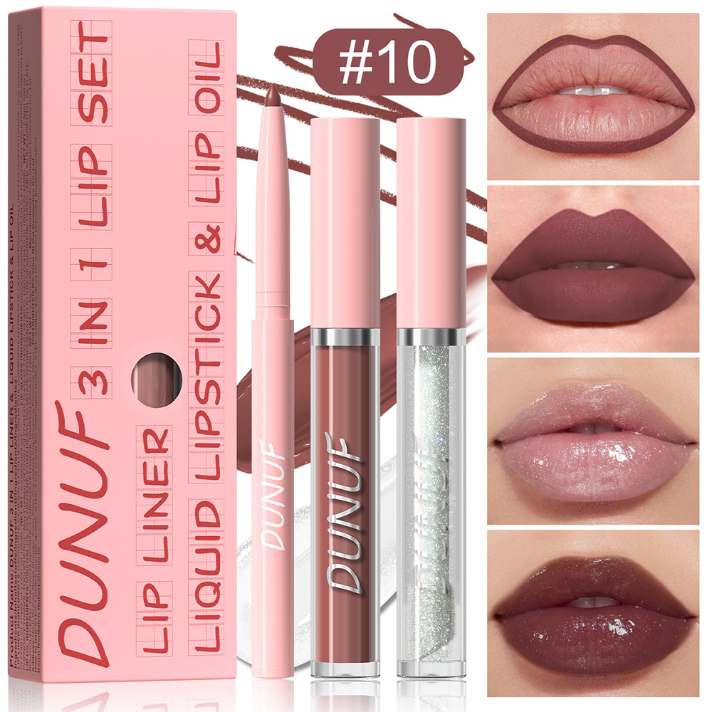3 In 1 Doe Lips Matte Lip Liner Lip Gloss Lip Oil Waterproof Long Lasting Formula Nonflaking Finish 6