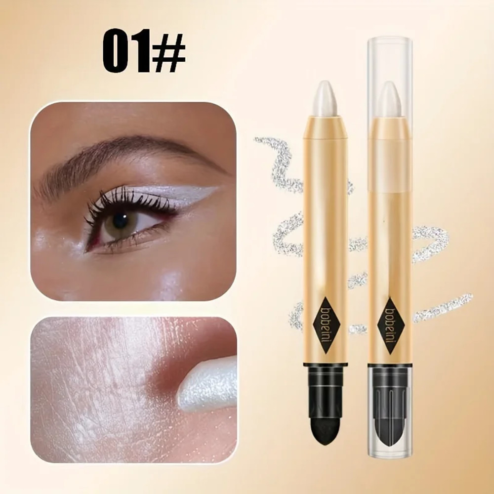 Metallic Doublehead Eyeshadow Diamond Shimmer Highlighter Stick Ultra Pigmented Long Lasting Pencil 8