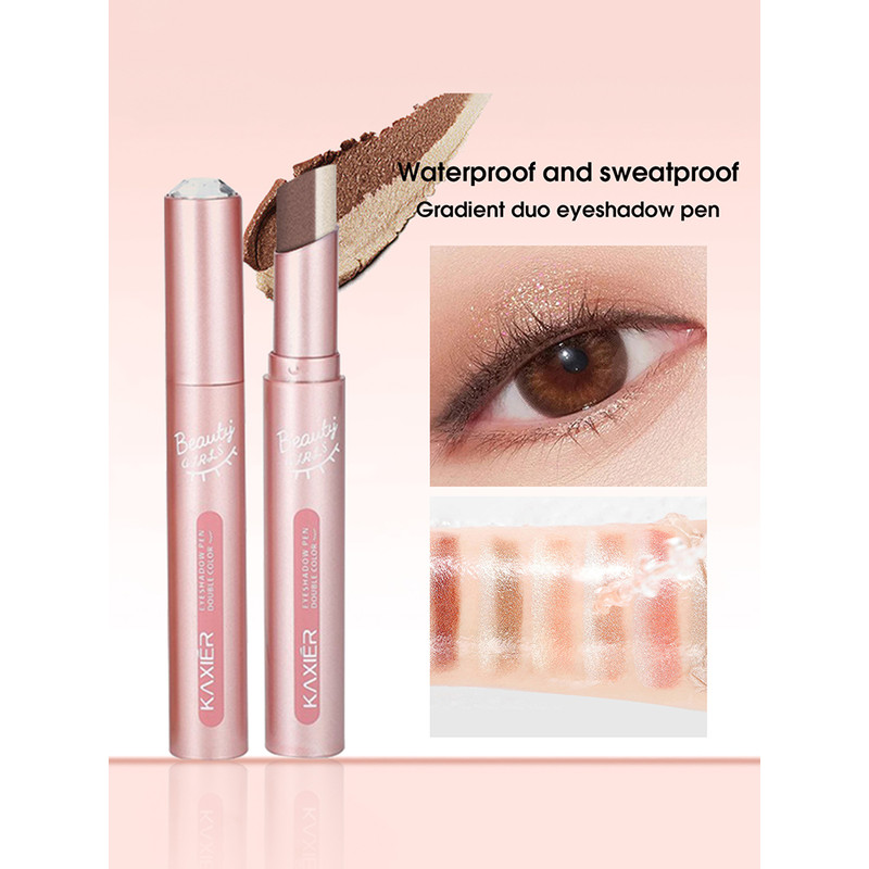 Waterproof Gradient Eyeshadow Stick TwoColor Pen Sweatproof Pearlescent Fine Shine Smudge Free Long 8
