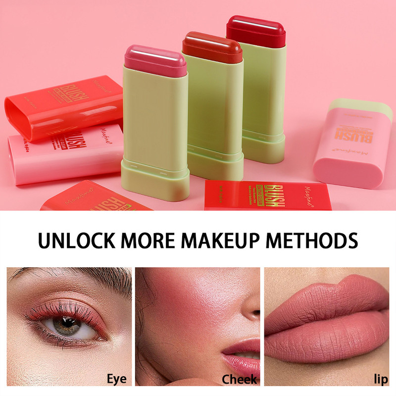 Multi-Functional Blush Stick, Waterproof Long Lasting Makeup, Easy Color Delicate Moisture, Cream-to-Glow Cheeks & Lips