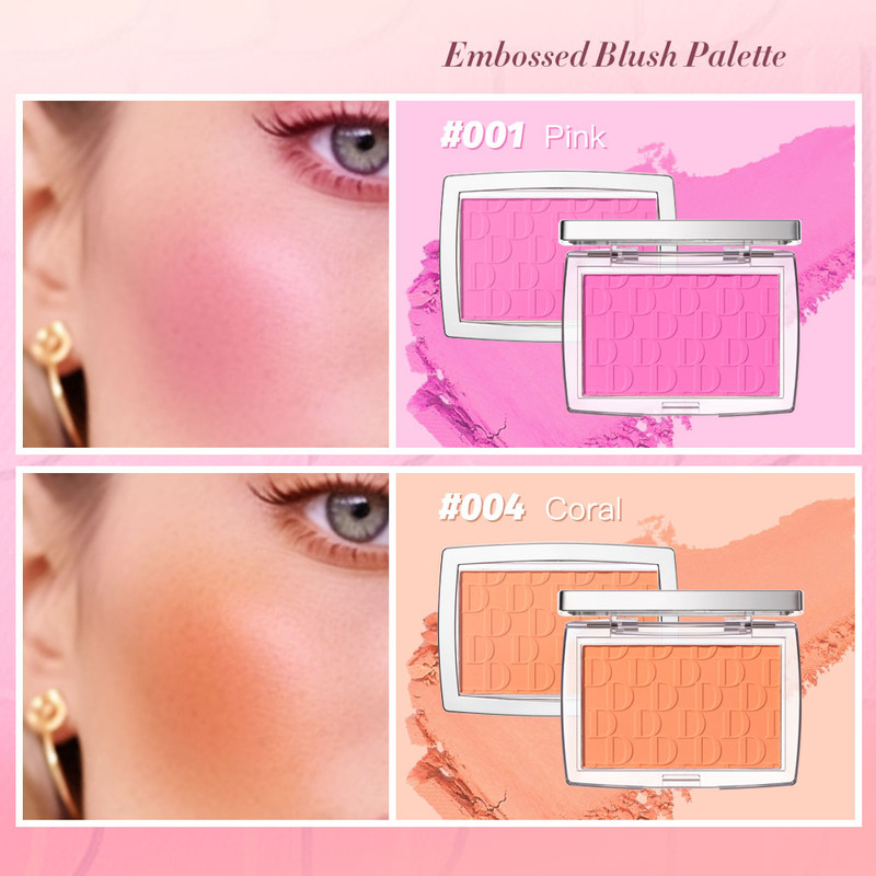 Hot Matte Embossed Blush Palette Rosy Blusher Powder High Pigmented Pink Coral Rouged For Cheeks Sm 3