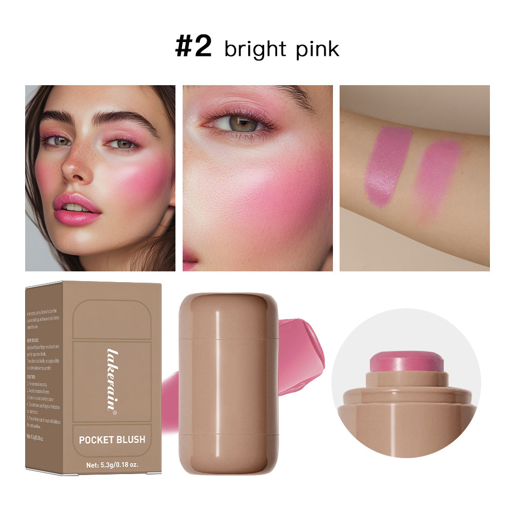 3-in-1 Blush Stick Lasting, Moisturizing Face Rouge, Brightens Cheeks, Lip Gloss Makeup, Creamy Buildable Glow