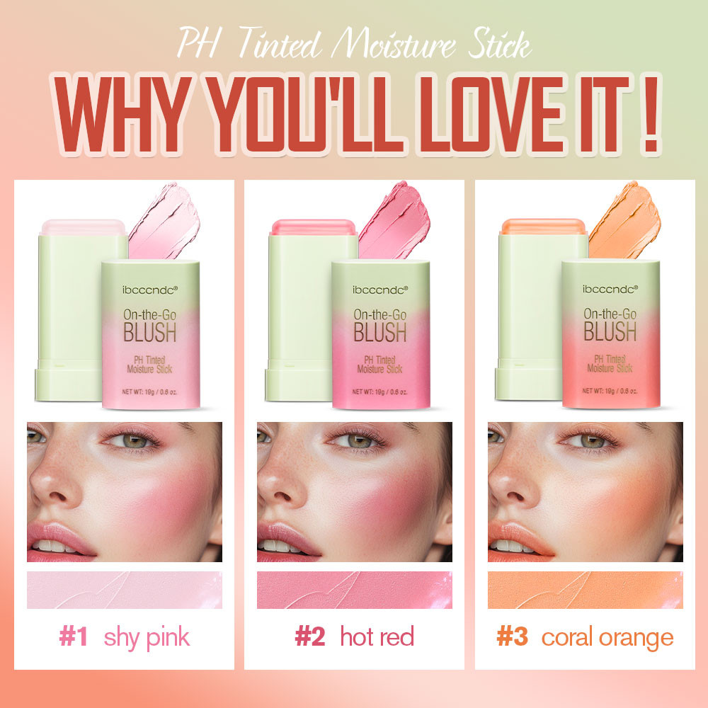 Temperature Change 3in1 Cheek Lip Tinted PixiBlush Stick Creamy Blendable Blush Makeup Stick For Ey 1