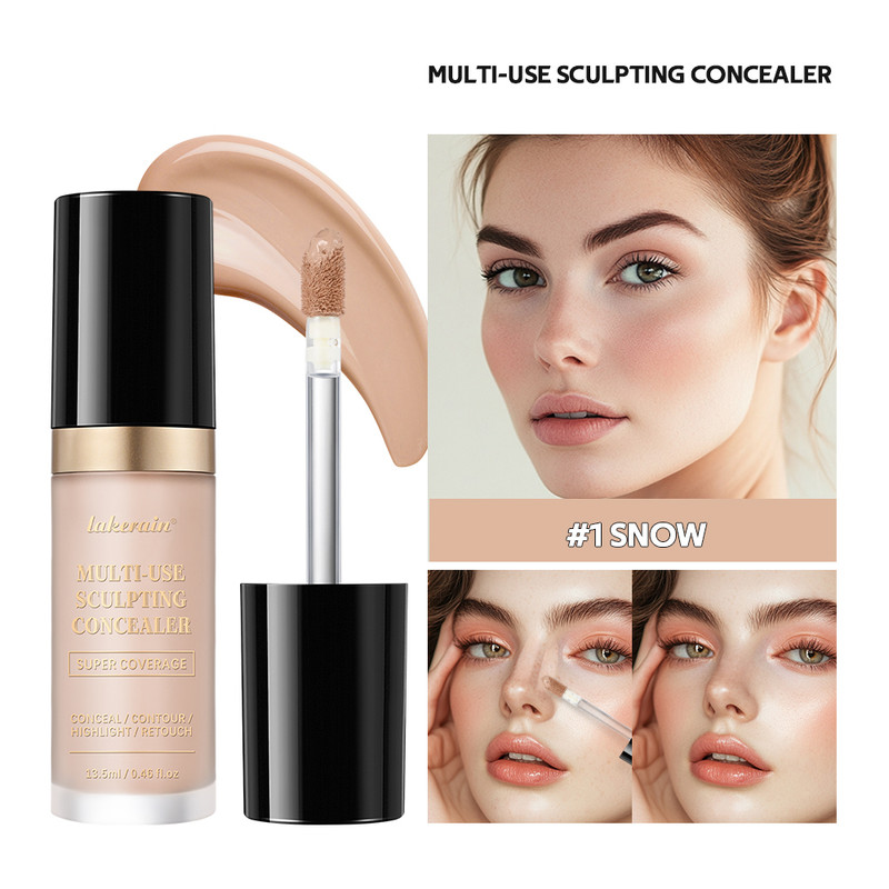 Multi-Use Super Coverage Concealer, Oil Free Hydrating Cream, Long Lasting Face Makeup, Cover Contour Highlight Retouch